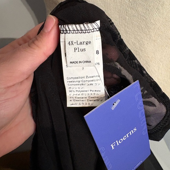 NWT Floral Sheer Velvet Flocked Mock Neck Shirt - 4X Plus - Picture 5 of 5